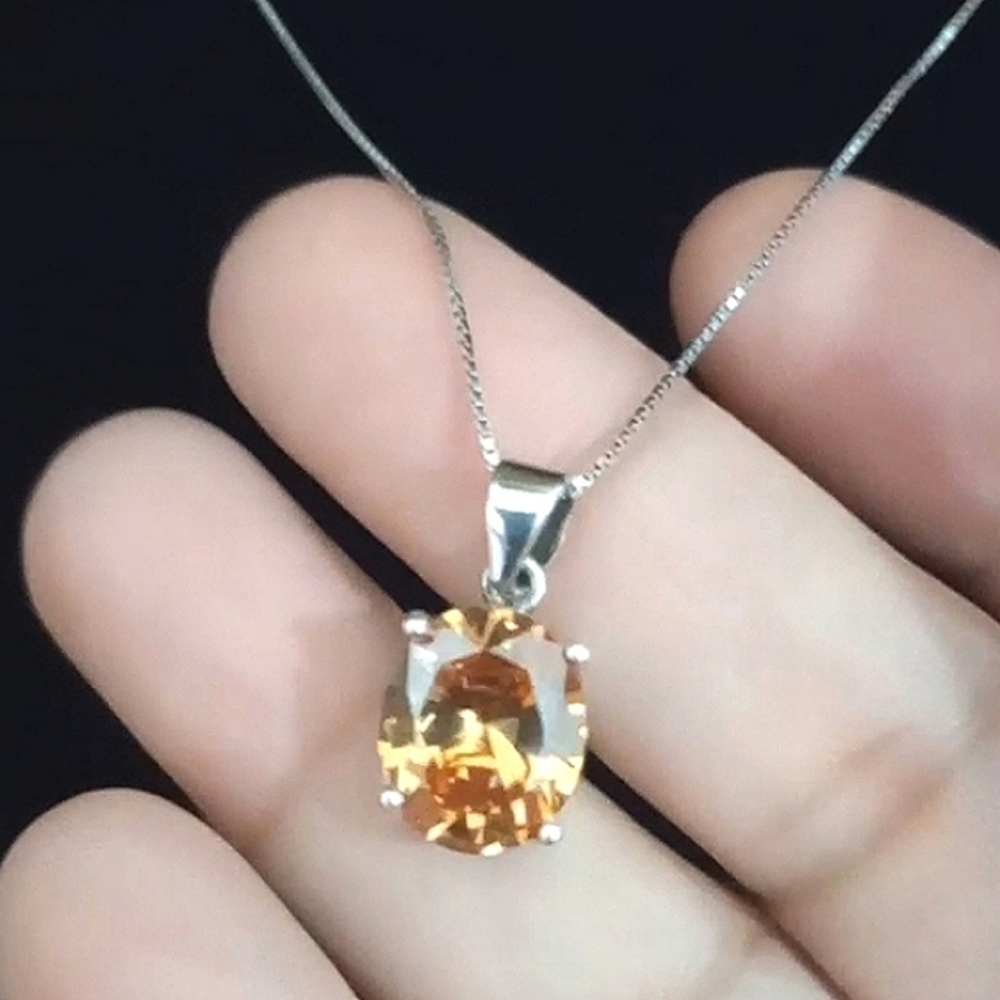 925 citrine pendant on chain
